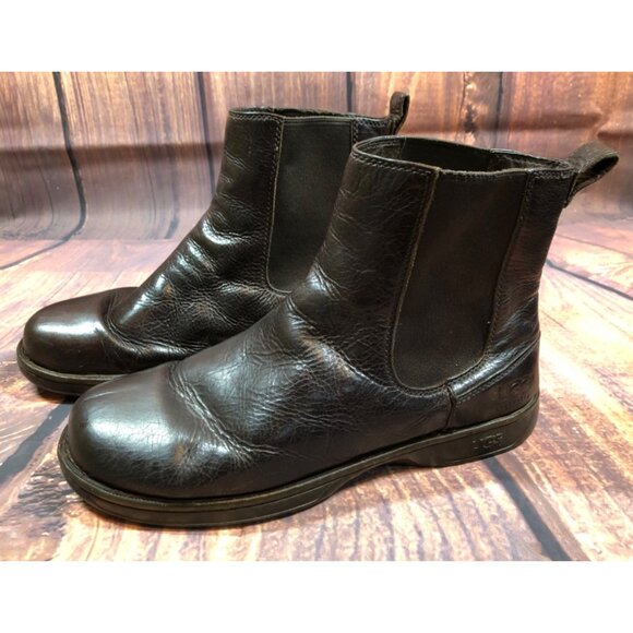 UGG Boots #3039 Brown Leather Slip On Ankle Boots Mens 11/44.5 (L8c) - Picture 1 of 10
